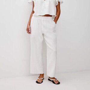 Rails Leon Crop White Gauze Cotton Smocked Waist Band
